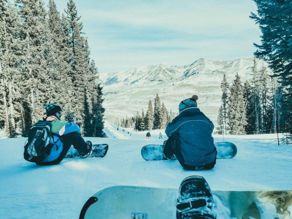 Snowboarders taking.a break - Colorado