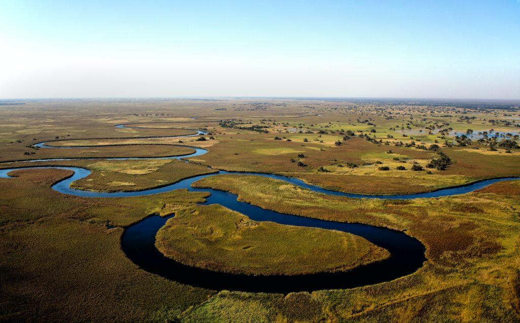 Shakawe river Botswana from a helicopter
