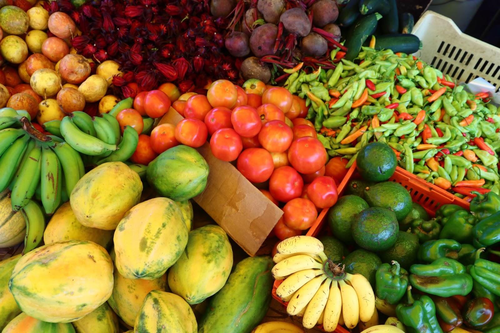 Guadeloupe fruit and vegetable market in Pointe a Pitre. East Caribbean